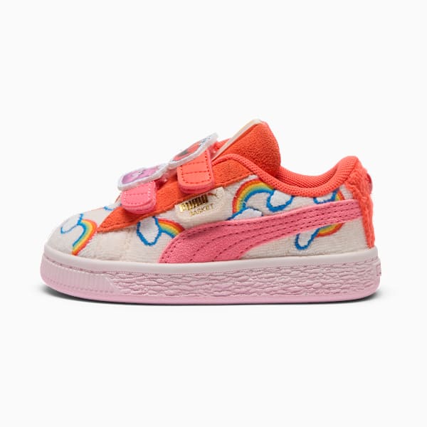 PUMA x CARE BEARS x SESAME STREET Basket Toddlers' "Elmo Cheer" Easy On Sneakers, Frosted Ivory-Red Glamour-Pearl Pink, extralarge